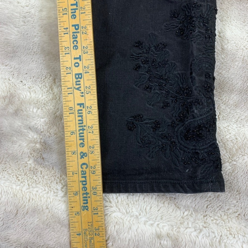 Lauren Ralph Lauren Modern Slim Black Embroidered Beaded Jeans Womens 10 - Picture 3 of 15